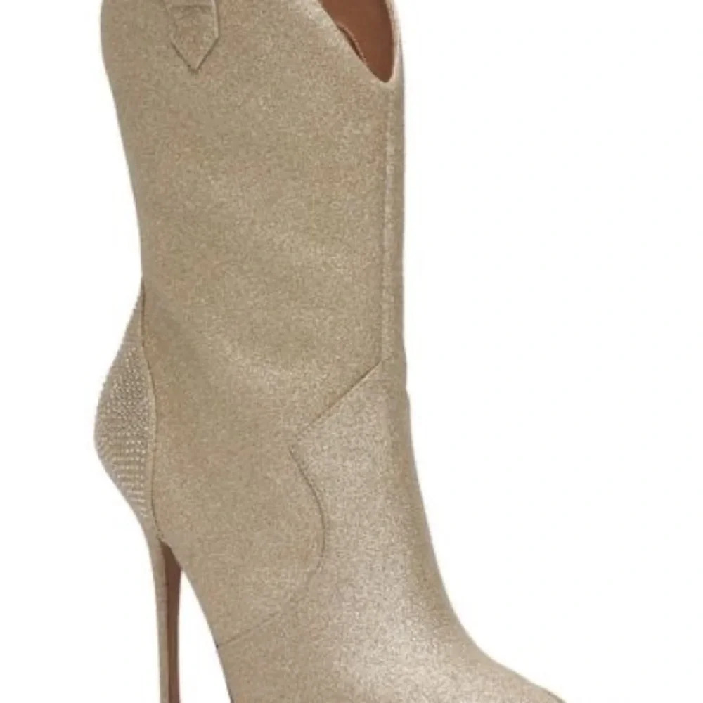 Jessica Simpson Champagne Glitter Heeled Cowboy Boots